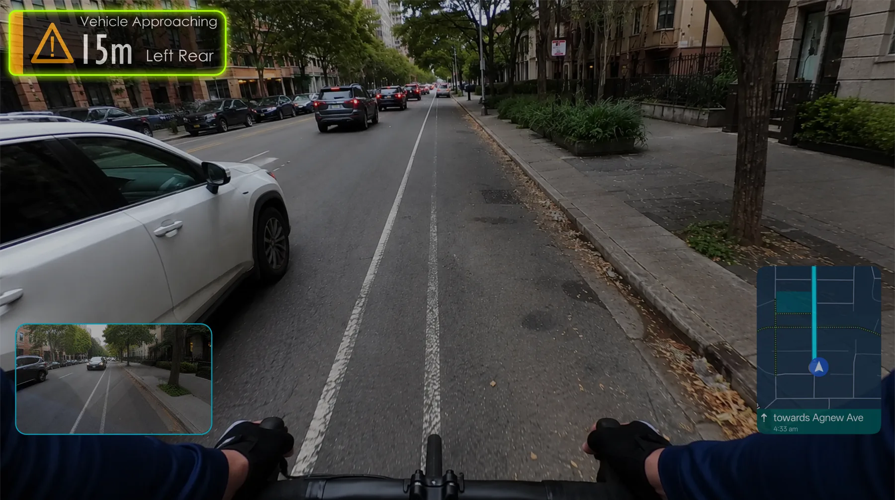 Vyzor directional vehicle warning highlighted in the heads-up display